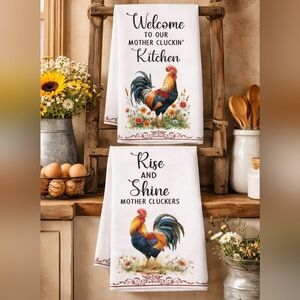 Kitchen Towels With Roosters Set of 2